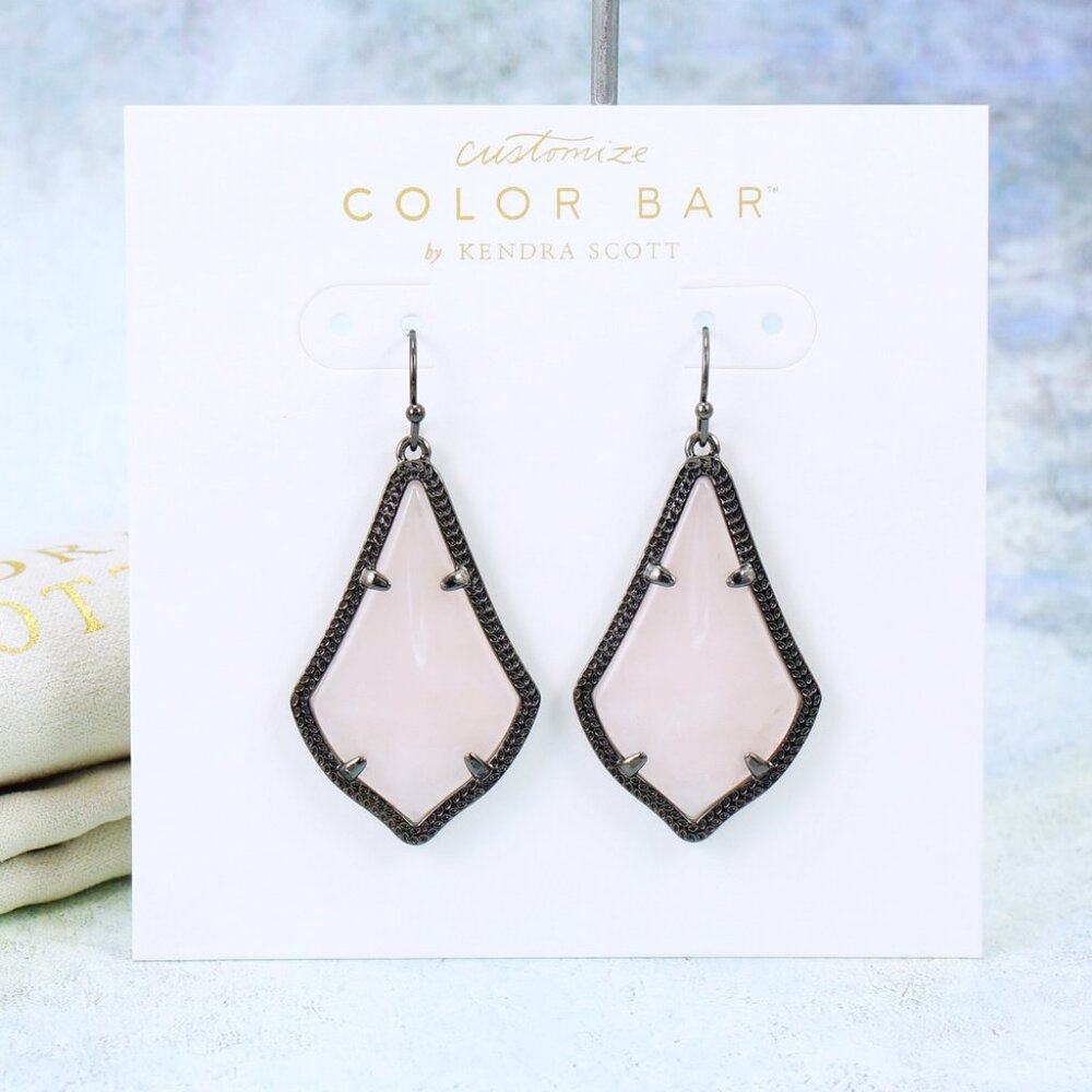 Kendra Scott Alex Rose Quartz earring Gunmetal Plated